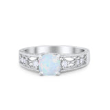 Art Deco Cushion Wedding Engagement Ring Round Cubic Zirconia 925 Sterling Silver