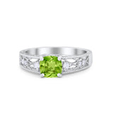 Art Deco Cushion Wedding Engagement Ring Round Cubic Zirconia 925 Sterling Silver