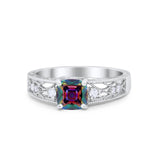 Art Deco Cushion Wedding Engagement Ring Round Cubic Zirconia 925 Sterling Silver