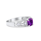 Art Deco Cushion Wedding Engagement Ring Round Cubic Zirconia 925 Sterling Silver