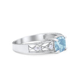 Art Deco Cushion Wedding Engagement Ring Round Cubic Zirconia 925 Sterling Silver