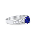 Art Deco Cushion Wedding Engagement Ring Round Cubic Zirconia 925 Sterling Silver