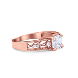 Art Deco Cushion Wedding Engagement Ring Round Cubic Zirconia 925 Sterling Silver