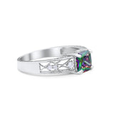Art Deco Cushion Wedding Engagement Ring Round Cubic Zirconia 925 Sterling Silver