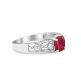 Art Deco Cushion Wedding Engagement Ring Round Cubic Zirconia 925 Sterling Silver