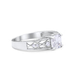Art Deco Cushion Wedding Engagement Ring Round Cubic Zirconia 925 Sterling Silver