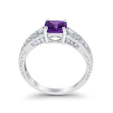 Art Deco Cushion Wedding Engagement Ring Round Cubic Zirconia 925 Sterling Silver