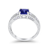 Art Deco Cushion Wedding Engagement Ring Round Cubic Zirconia 925 Sterling Silver