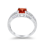 Art Deco Cushion Wedding Engagement Ring Round Cubic Zirconia 925 Sterling Silver