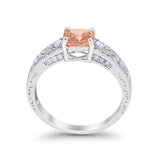 Art Deco Cushion Wedding Engagement Ring Round Cubic Zirconia 925 Sterling Silver