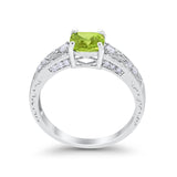 Art Deco Cushion Wedding Engagement Ring Round Cubic Zirconia 925 Sterling Silver