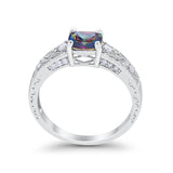 Art Deco Cushion Wedding Engagement Ring Round Cubic Zirconia 925 Sterling Silver