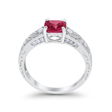 Art Deco Cushion Wedding Engagement Ring Round Cubic Zirconia 925 Sterling Silver