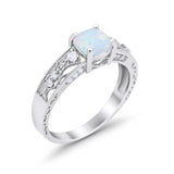 Art Deco Cushion Wedding Engagement Ring Round Cubic Zirconia 925 Sterling Silver