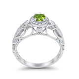 Halo Art Deco Filigree Wedding Engagement Ring Round Cubic Zirconia 925 Sterling Silver