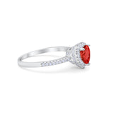 Halo Art Deco Heart Promise Ring Round Cubic Zirconia 925 Sterling Silver