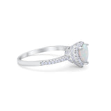 Halo Art Deco Heart Promise Ring Round Cubic Zirconia 925 Sterling Silver