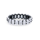 Full Eternity Art Deco Oval Band Ring Oval 925 Sterling Silver