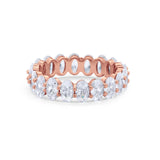 Full Eternity Art Deco Oval Band Ring Oval 925 Sterling Silver