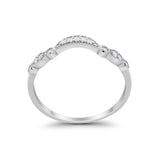 Art Deco Curved Wedding Band for Ring Round Cubic Zirconia 925 Sterling Silver