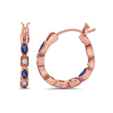 21mm Art Deco Hoop Earrings Marquise Round Cubic Zirconia 925 Sterling Silver Choose Color