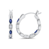21mm Art Deco Hoop Earrings Marquise Round Cubic Zirconia 925 Sterling Silver Choose Color