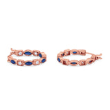 21mm Art Deco Hoop Earrings Marquise Round Cubic Zirconia 925 Sterling Silver Choose Color