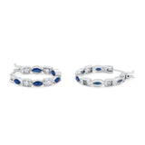 21mm Art Deco Hoop Earrings Marquise Round Cubic Zirconia 925 Sterling Silver Choose Color