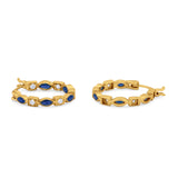 21mm Art Deco Hoop Earrings Marquise Round Cubic Zirconia 925 Sterling Silver Choose Color