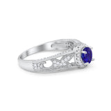 Vintage Style Halo Wedding Ring Simulated Cubic Zirconia 925 Sterling Silver