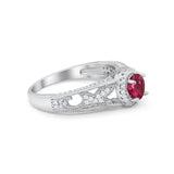 Vintage Style Halo Wedding Ring Simulated Cubic Zirconia 925 Sterling Silver