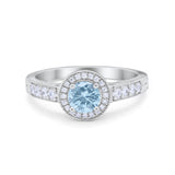 Vintage Style Halo Wedding Ring Simulated Cubic Zirconia 925 Sterling Silver