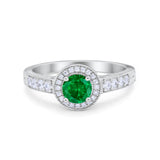 Vintage Style Halo Wedding Ring Simulated Cubic Zirconia 925 Sterling Silver