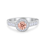 Vintage Style Halo Wedding Ring Simulated Cubic Zirconia 925 Sterling Silver