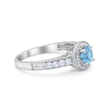 Vintage Style Halo Wedding Ring Simulated Cubic Zirconia 925 Sterling Silver