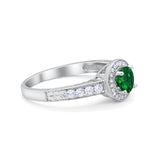 Vintage Style Halo Wedding Ring Simulated Cubic Zirconia 925 Sterling Silver