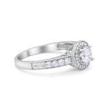 Vintage Style Halo Wedding Ring Simulated Cubic Zirconia 925 Sterling Silver