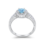 Vintage Style Halo Wedding Ring Simulated Cubic Zirconia 925 Sterling Silver