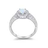 Vintage Style Halo Wedding Ring Simulated Cubic Zirconia 925 Sterling Silver