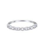 Half Eternity Wedding Ring Art Deco Simulated Cubic Zirconia 925 Sterling Silver