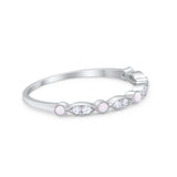 Half Eternity Wedding Ring Art Deco Simulated Cubic Zirconia 925 Sterling Silver