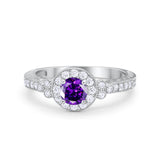 Vintage Style Engagement Ring Round Simulated Cubic Zirconia 925 Sterling Silver