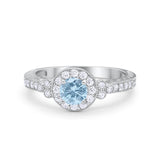 Vintage Style Engagement Ring Round Simulated Cubic Zirconia 925 Sterling Silver