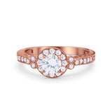 Vintage Style Engagement Ring Round Simulated Cubic Zirconia 925 Sterling Silver