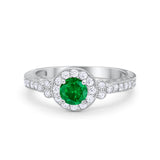 Vintage Style Engagement Ring Round Simulated Cubic Zirconia 925 Sterling Silver