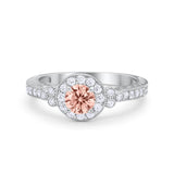 Vintage Style Engagement Ring Round Simulated Cubic Zirconia 925 Sterling Silver
