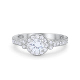 Vintage Style Engagement Ring Round Simulated Cubic Zirconia 925 Sterling Silver