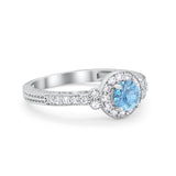 Vintage Style Engagement Ring Round Simulated Cubic Zirconia 925 Sterling Silver