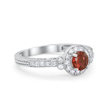 Vintage Style Engagement Ring Round Simulated Cubic Zirconia 925 Sterling Silver