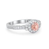 Vintage Style Engagement Ring Round Simulated Cubic Zirconia 925 Sterling Silver